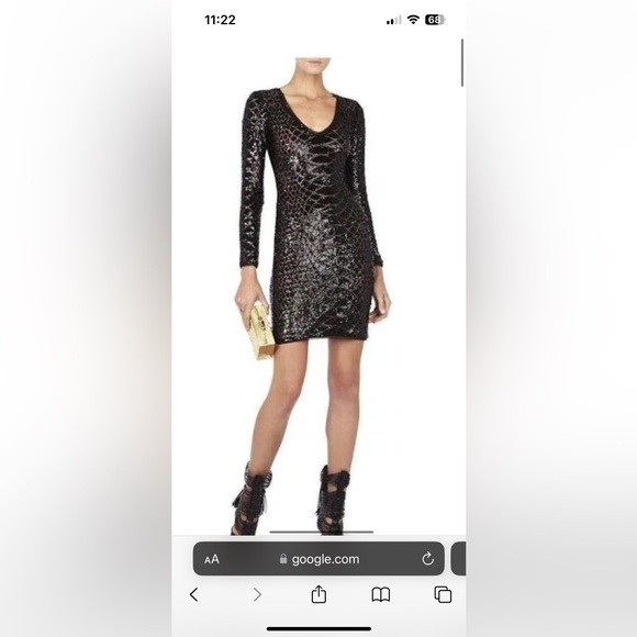 Bcbgmaxazria Sabryna Long Sleeve Python Sequin Dress - Picture 3 of 3